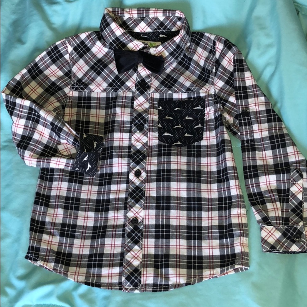 Genuine Kids 5T Button Shirt w Black Velvety Bow